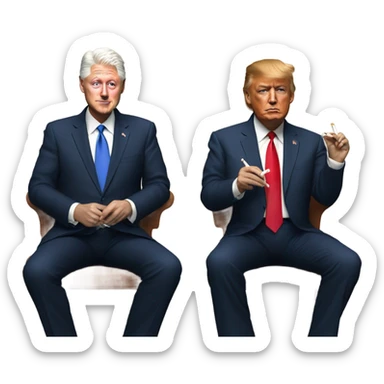 Bill Clinton smoking with Donald Trump sticker