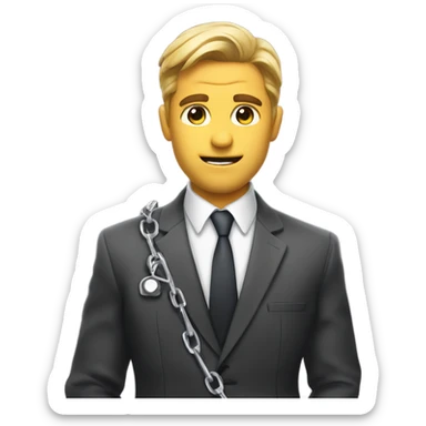 Handsome man in suit blushing and looking angry while holding a leash  sticker