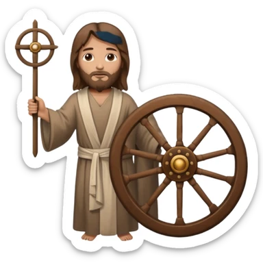 Jesus holding a wheel sticker