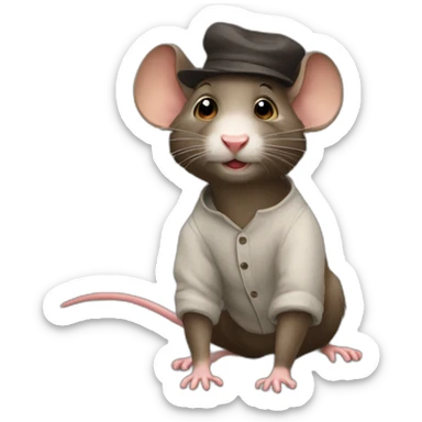 Raton laveur sur un rat sticker