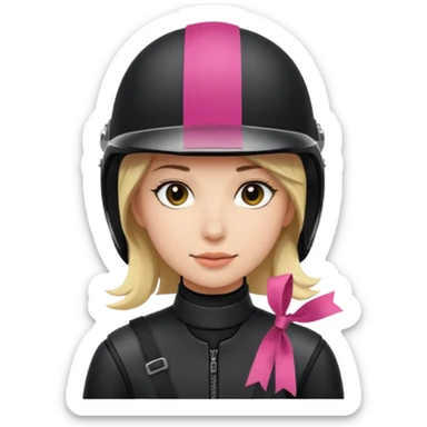 Rider helmet black matte at the back theres ribbon attached for female rider sticker