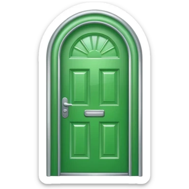 A green door emoji in the style of Apple emoji with a handle. sticker