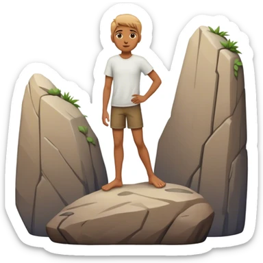 a person standing on a rock with only one foot sticker
