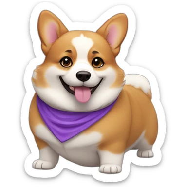 very fat corgi with purple hair girl sticker