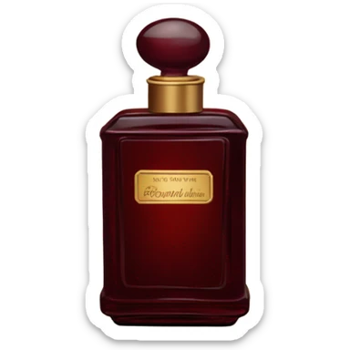 Dark red vintage French style perfume bottle with red asters sticker