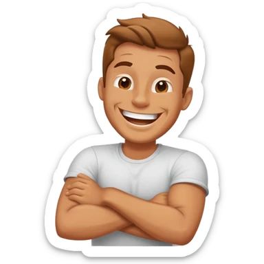 Guy laughing with arms crossed  sticker
