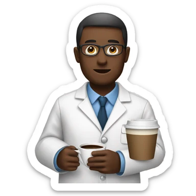 Pharmacist with cup of coffee sticker