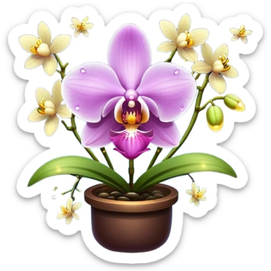 orchid with fireflies trapped like stars sticker
