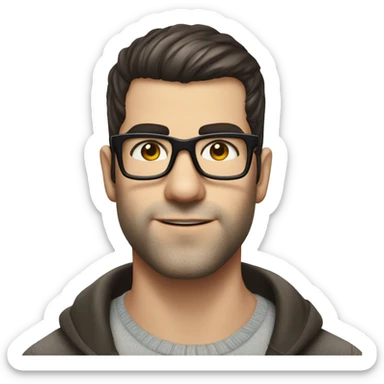 Zachary Quinto with glasses small head small forehead buzz cut  sticker