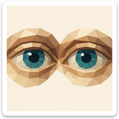 anatomically correct human eyes touching each other in polygonal low-poly style sticker