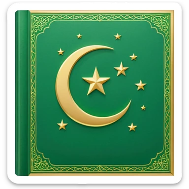 Closed Quran with the Islamic Symbol on it (moon and star) green sticker