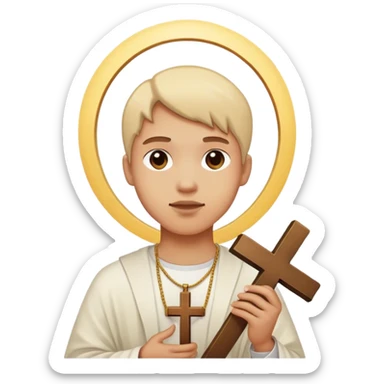 person with cross sticker