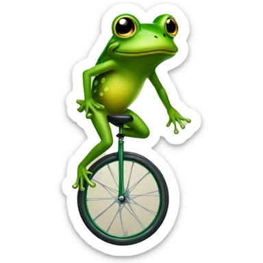 Frog in unicycle sticker