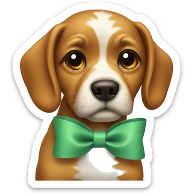 Dog with a bow on it sticker