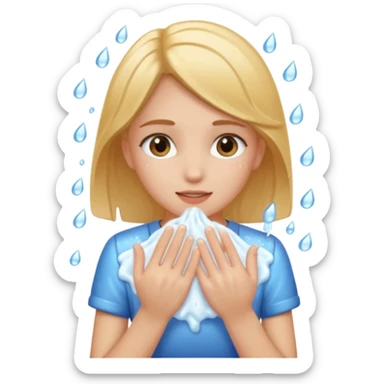 girl washing her face sticker