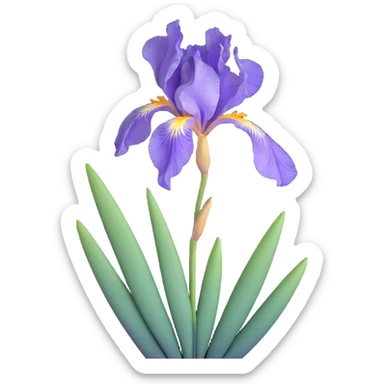 Traditional Japanese iris (hanashobu) depicted in sumi-e ink painting style, with graceful brush strokes, subtle gradient colors, and minimalist zen aesthetic sticker