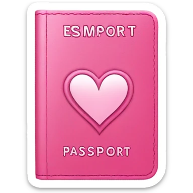 Pink passport with heart shaped stamp sticker
