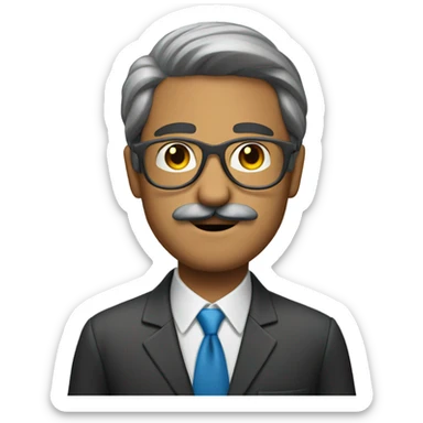 man latin mustache grey glasses suit sticker