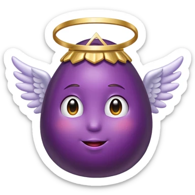 Eggplant from the side wearing an angel halo sticker