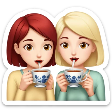 girl friends drinking tea and gossiping sticker
