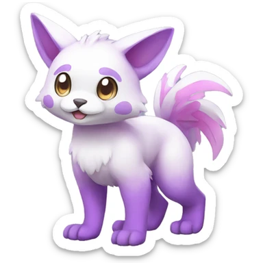 Cute cool purple white pink animal hybrid Fakemon full body sticker