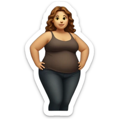 obese-jeune-woman-big-belly-cheveux-long-marron sticker