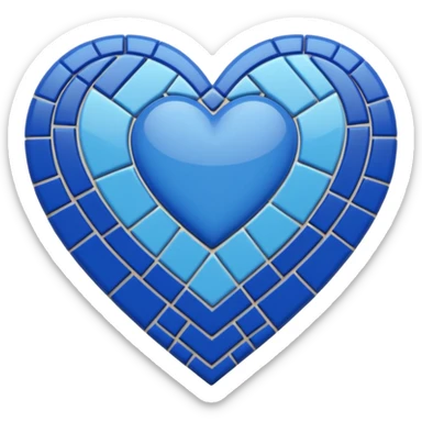 blue heart with a mosaic pattern sticker