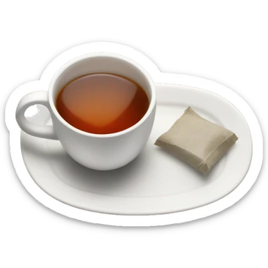 cup of tea with teabag on the plate next to it sticker