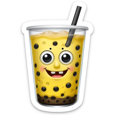 freaky spongebob holding boba sticker