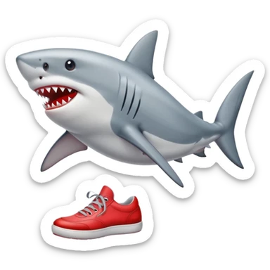 Shark wearing red shoes sticker