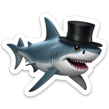 Shark with a top hat sticker