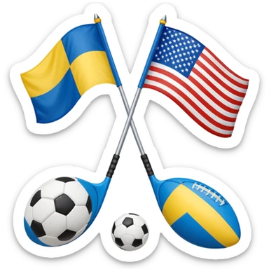 usa and ukraine flags together, sport equipment under sticker