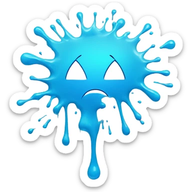 Glowing Cyan blue paint splash splatter sticker
