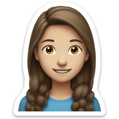 smiling girl with brown hair and blue eyes sticker