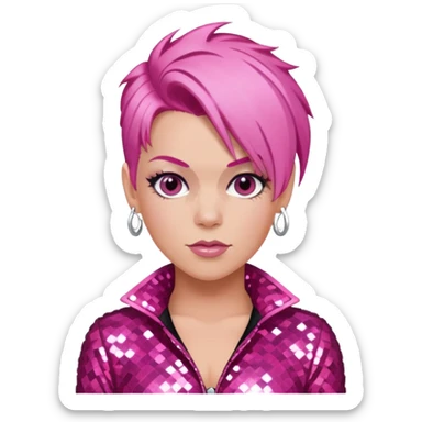 P!nk with pink hair, dark pink sequin outfit sticker