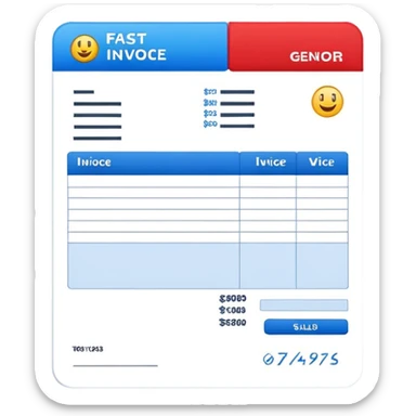 fast invoice generator red blue sticker