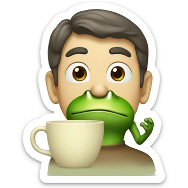 froge with java cup icon sticker