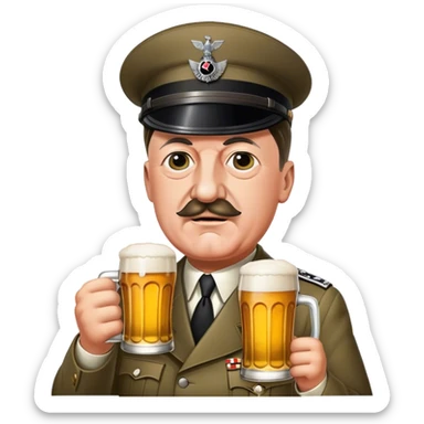 adolf hitler having a beer sticker