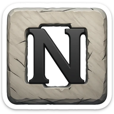 A block with a big black letter "N" on it sticker