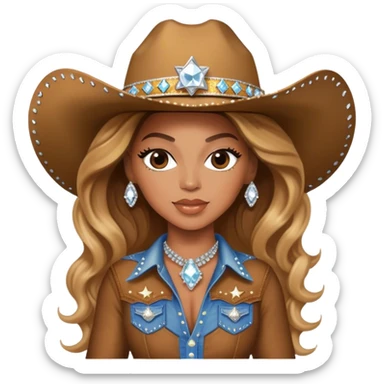 Beyonce wearing a rhinestone cowboy outfit sticker