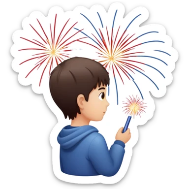 person watching fireworks sticker