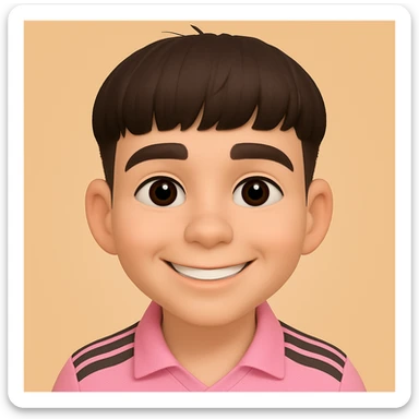 this image in 3d-emoji style, with a smile and a slimmer face sticker