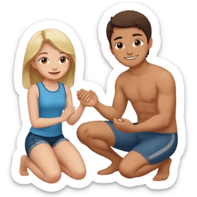 Girl on knees in front of man sticker