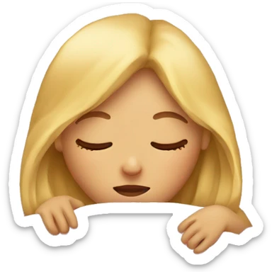 Blonde girl sleeping under blanket  sticker