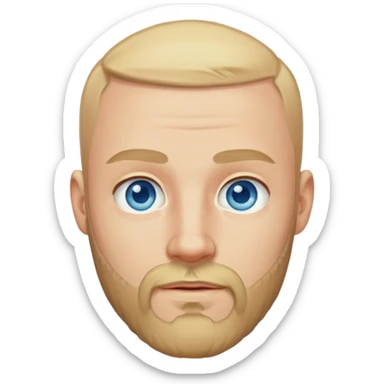 Hombre rubio, rapado, con barba ojos azules y piel blanca sticker