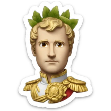 Laurel wreath on short hair serious napoleon bonaparte golden statue sticker