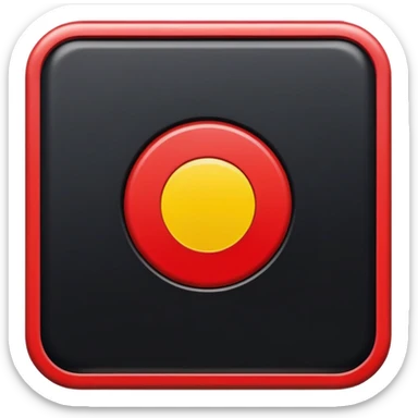 A black and red rectangle with a medium sized yellow circle in the middle sticker