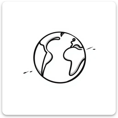 planet Earth, hand-drawn doodle style, simple lines, sketch sticker
