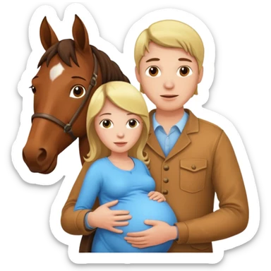 pregnant man  with horse sticker