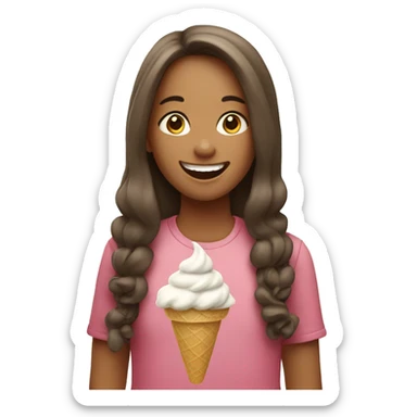 smiling girl with long hair eating ice cream sticker
